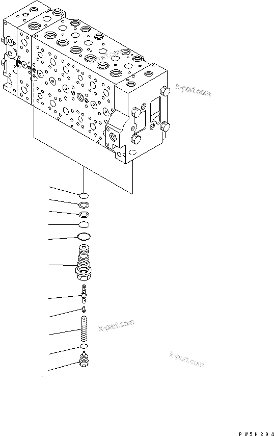Komatsu parts book diagram for PC228USLC-3-AB S/N 20001-29999: MAIN VALVE (1-ACTUATOR) (8/19) (ARM CRANE ? DEMOLITION SPEC. ? 2-PIECE BOOM ? SLIDE ARM)(#20001-)
