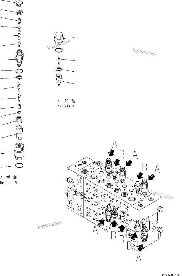 Komatsu parts book diagram for PC228USLC-3-AB S/N 20001-29999: MAIN VALVE (1-ACTUATOR) (12/19) (ARM CRANE ? DEMOLITION SPEC. ? 2-PIECE BOOM ? SLIDE ARM)(#20001-)