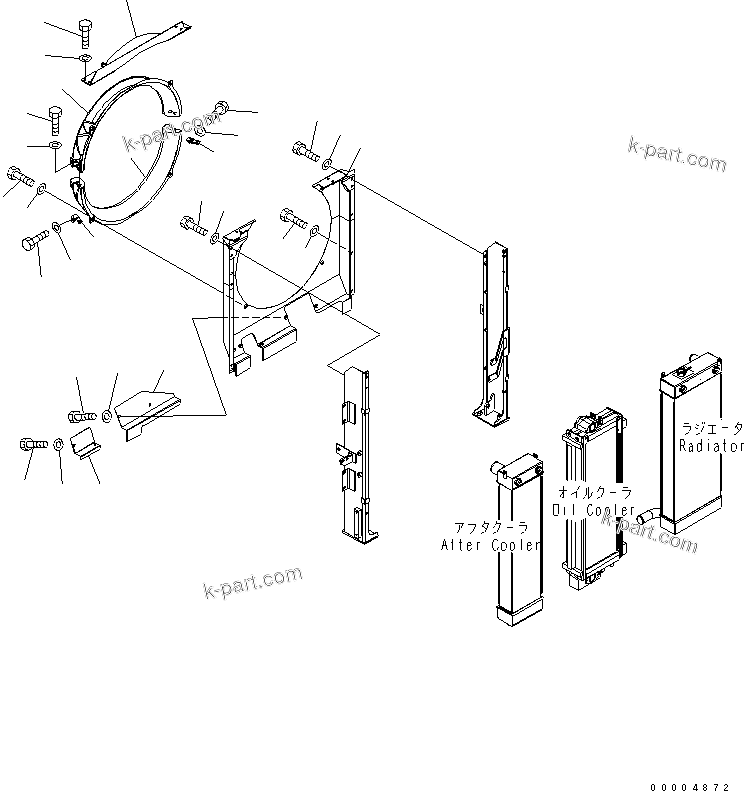 Komatsu parts book diagram for PC228US-3N-YA S/N 30001-UP: COOLING (SHROUD)