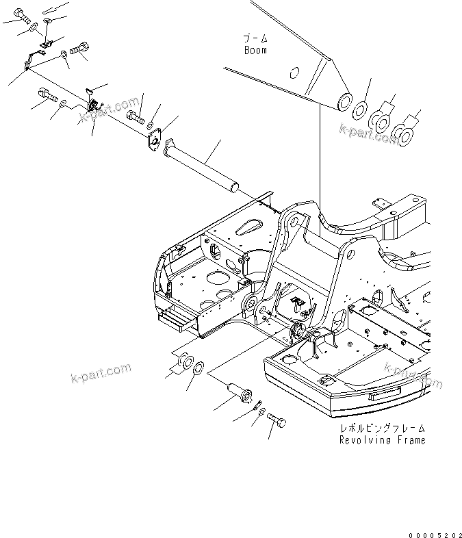 Komatsu parts book diagram for PC228US-3N-YA S/N 30001-UP: BOOM FOOT PIN (YELLOW)