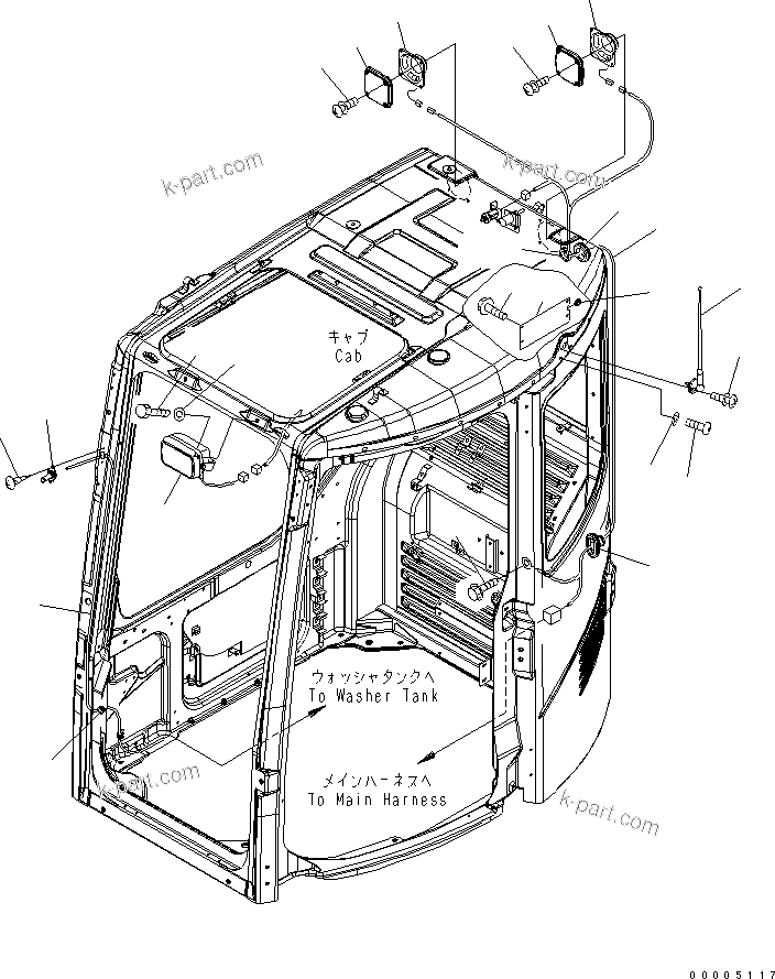 Komatsu parts book diagram for PC228US-3N-YA S/N 30001-UP: OPERATOR'S CAB (RADIO)