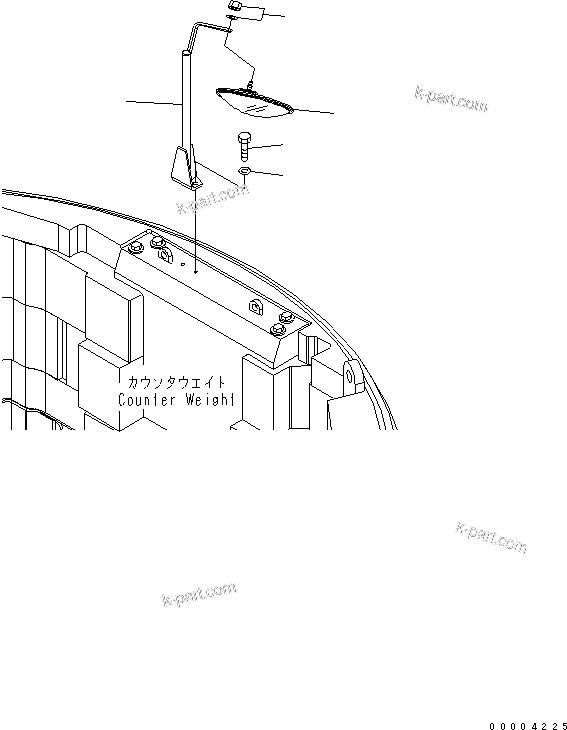 Komatsu parts book diagram for PC228US-3N-YA S/N 30001-UP: REAR VIEW MIRROR (YELLOW)(#20001-)