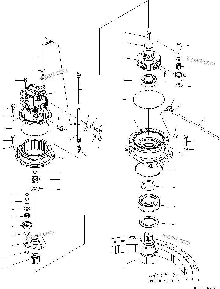 Komatsu parts book diagram for PC228US-3N-YA S/N 30001-UP: SWING MACHINERY(#30001-30250)