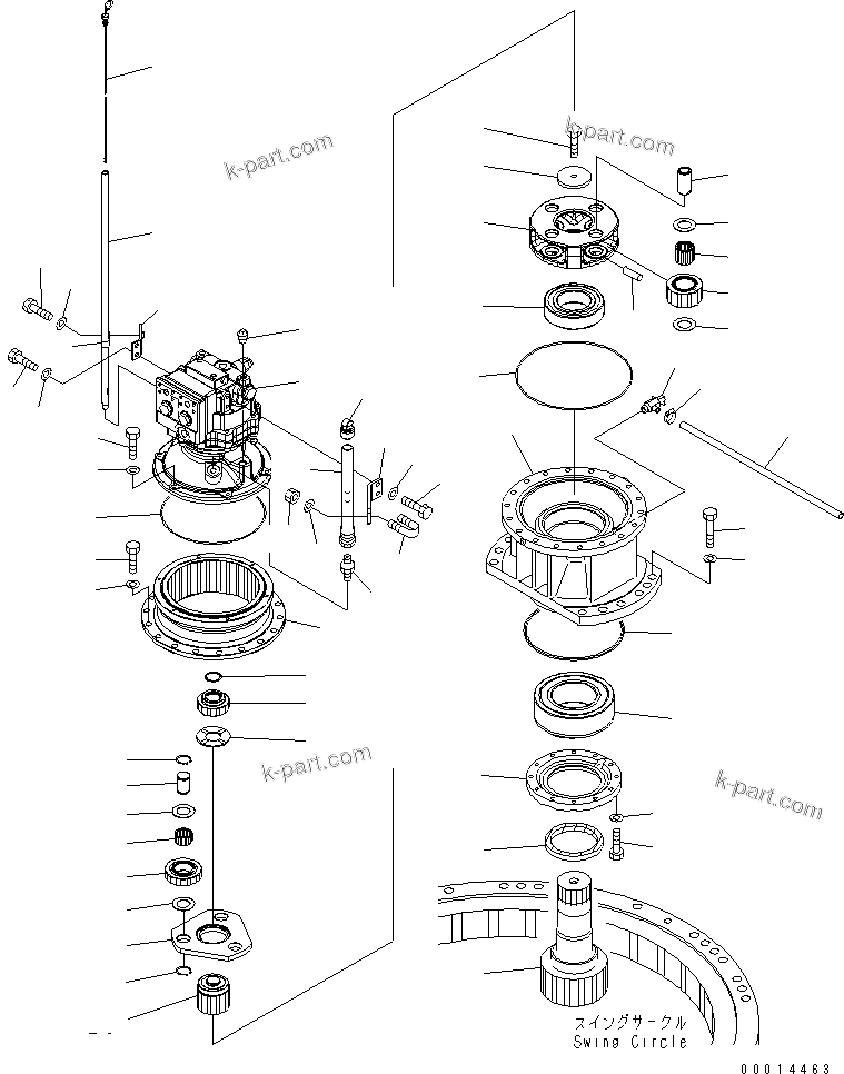 Komatsu parts book diagram for PC228US-3N-YA S/N 30001-UP: SWING MACHINERY(#30251-)