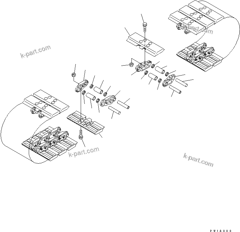 Komatsu parts book diagram for PC228US-3N-YA S/N 30001-UP: TRACK SHOE (FLAT TYPE) (610MM WIDE)(#20001-)
