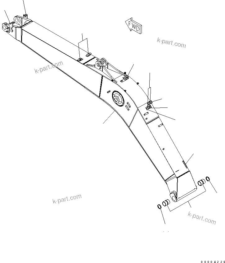 Komatsu parts book diagram for PC228US-3N-YA S/N 30001-UP: BOOM (5.7M) (YELLOW)(#30001-30372)