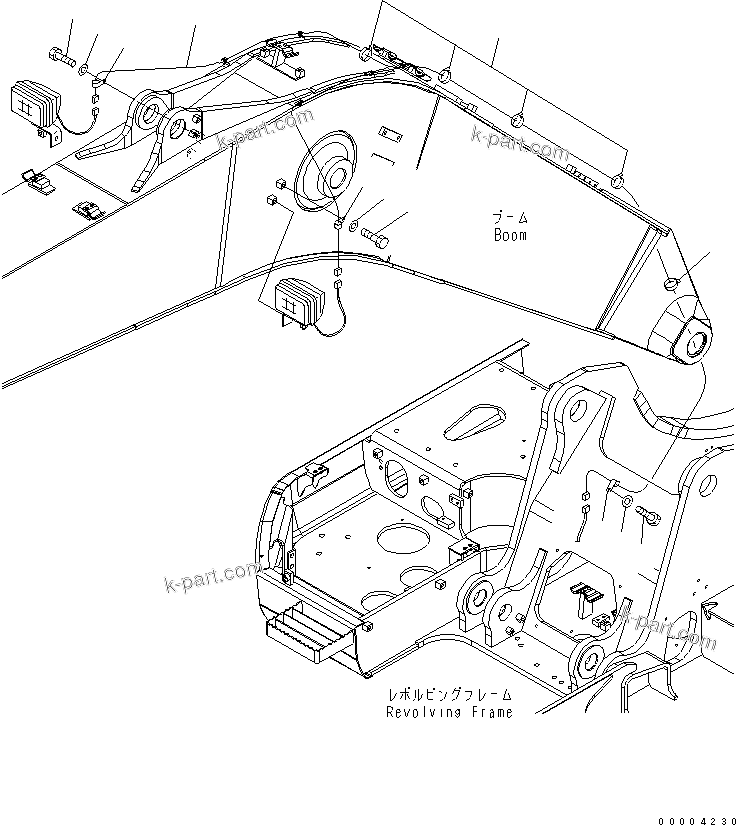 Komatsu parts book diagram for PC228US-3N-YA S/N 30001-UP: BOOM (5.7M) (WORKING LAMP HARNESS)