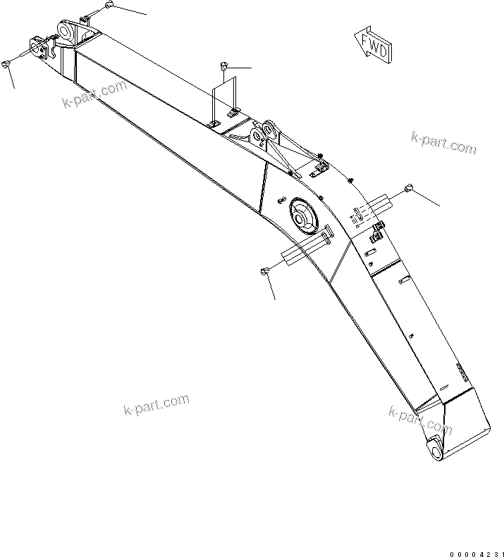 Komatsu parts book diagram for PC228US-3N-YA S/N 30001-UP: BOOM (5.7M) (PLUG)