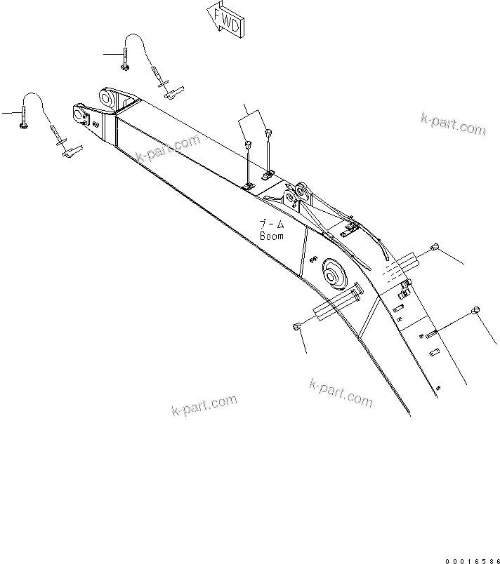 Komatsu parts book diagram for PC228US-3N-YA S/N 30001-UP: BOOM (5.7M) (PLUG) (WITH ROTATION ARM)