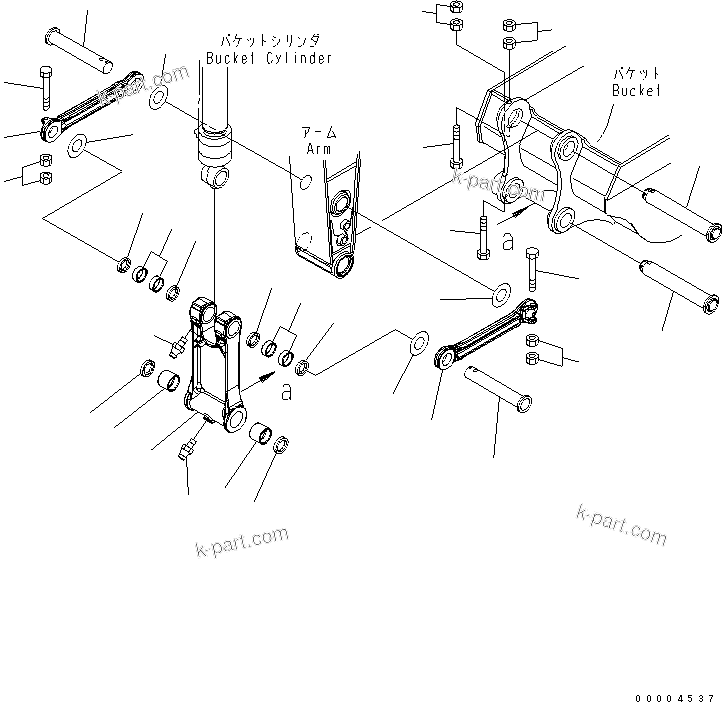Komatsu parts book diagram for PC228US-3N-YA S/N 30001-UP: ARM (2.9M) (BUCKET LINK) (YELLOW)