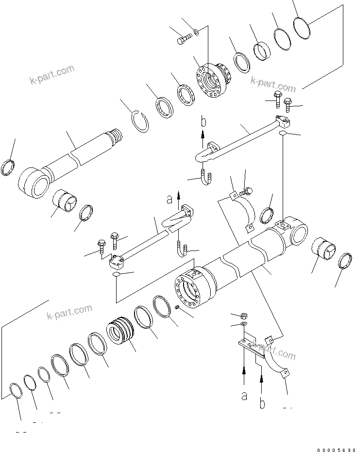 Komatsu parts book diagram for PC228US-3N-YA S/N 30001-UP: BOOM CYLINDER (LARGE SIZE)