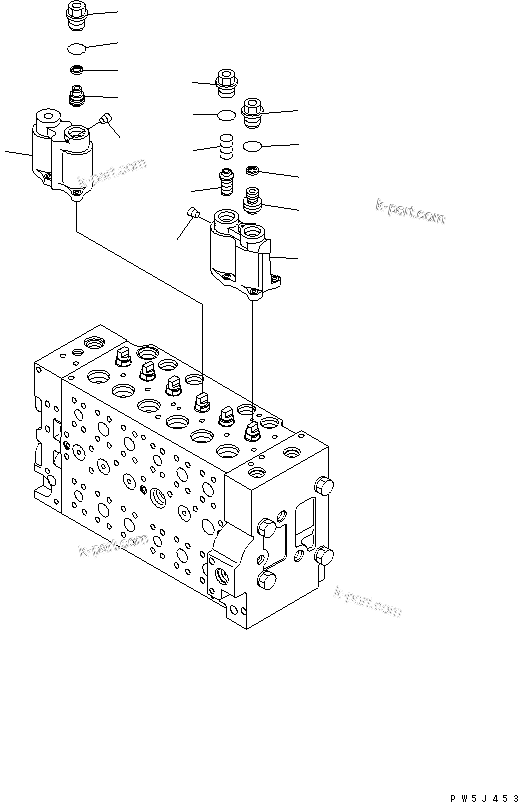 Komatsu parts book diagram for PC228US-3N-YA S/N 30001-UP: MAIN VALVE (6-SPOOL) (3/16)