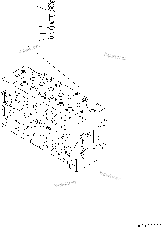 Komatsu parts book diagram for PC228US-3N-YA S/N 30001-UP: MAIN VALVE (6-SPOOL) (9/16)