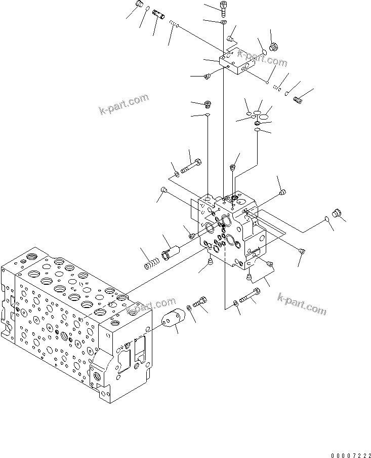Komatsu parts book diagram for PC228US-3N-YA S/N 30001-UP: MAIN VALVE (6-SPOOL) (14/16)