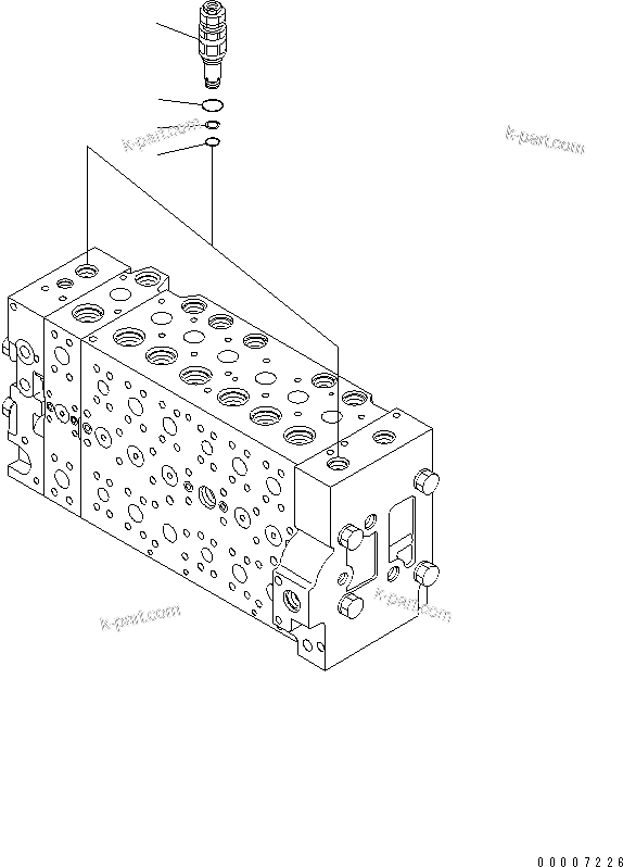 Komatsu parts book diagram for PC228US-3N-YA S/N 30001-UP: MAIN VALVE (7-SPOOL) (9/19)