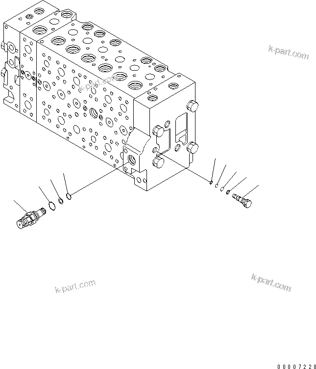 Komatsu parts book diagram for PC228US-3N-YA S/N 30001-UP: MAIN VALVE (7-SPOOL) (11/19)
