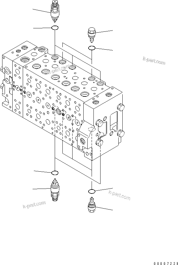 Komatsu parts book diagram for PC228US-3N-YA S/N 30001-UP: MAIN VALVE (7-SPOOL) (12/19)