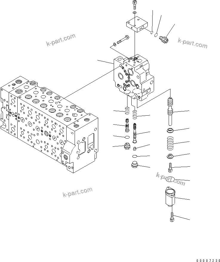 Komatsu parts book diagram for PC228US-3N-YA S/N 30001-UP: MAIN VALVE (7-SPOOL) (13/19)