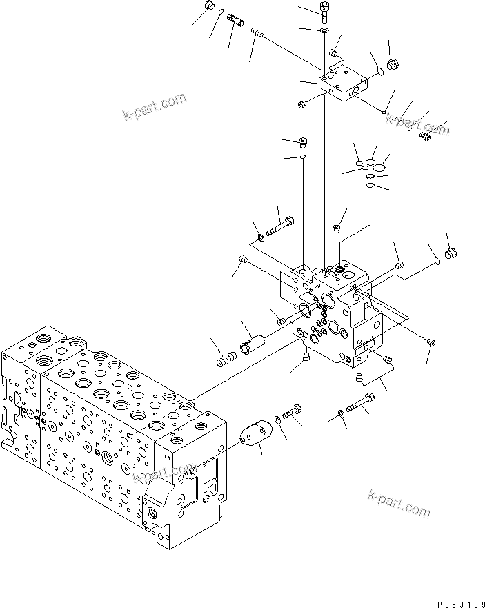 Komatsu parts book diagram for PC228US-3N-YA S/N 30001-UP: MAIN VALVE (7-SPOOL) (14/19)