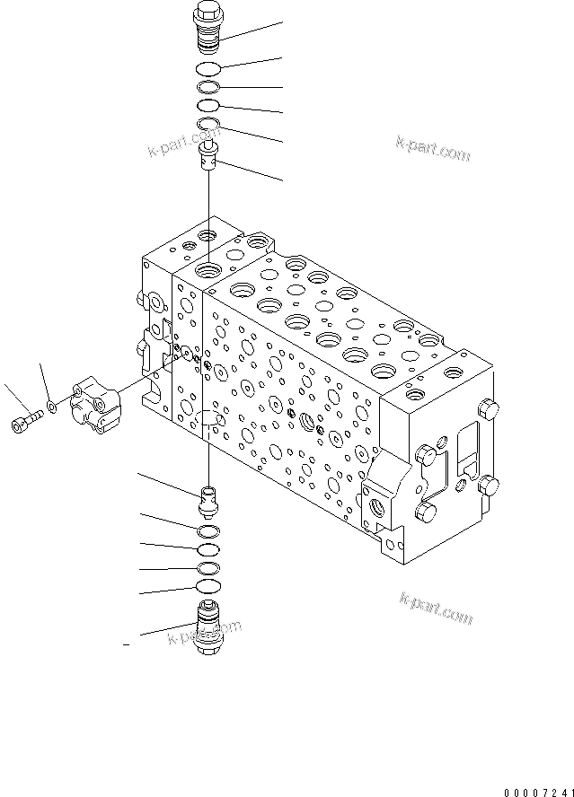 Komatsu parts book diagram for PC228US-3N-YA S/N 30001-UP: MAIN VALVE (7-SPOOL) (18/19) (ROTATION ARM)