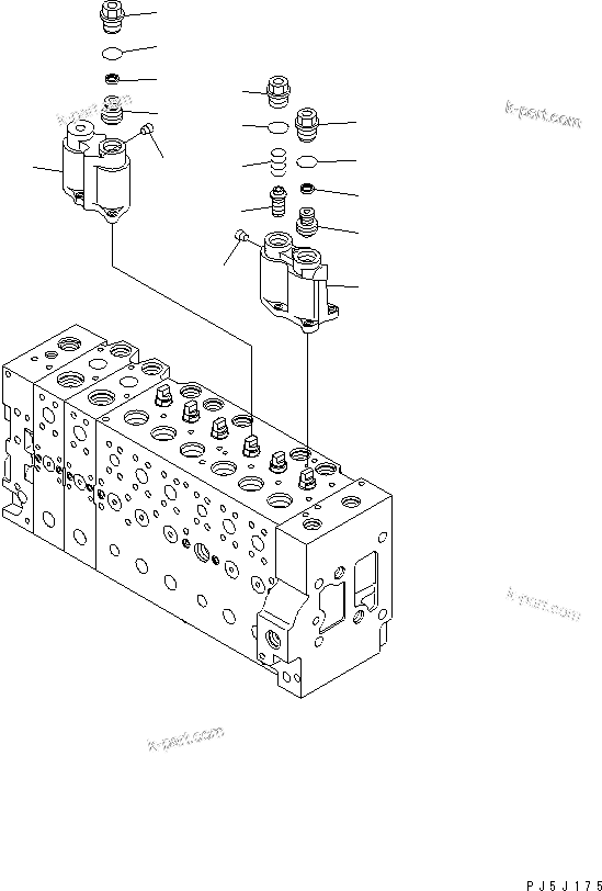 Komatsu parts book diagram for PC228US-3N-YA S/N 30001-UP: MAIN VALVE (8-SPOOL) (3/21)