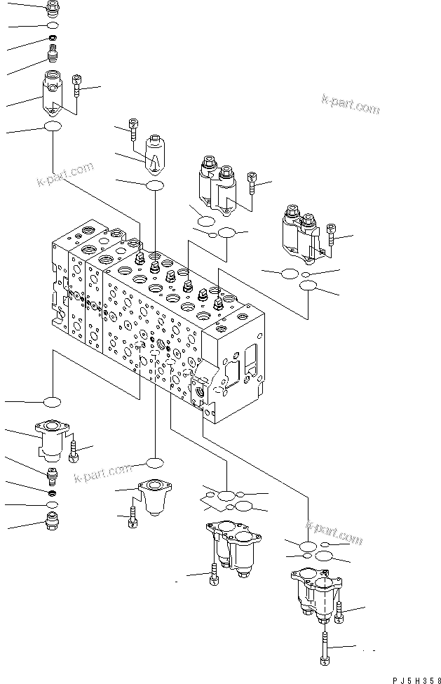 Komatsu parts book diagram for PC228US-3N-YA S/N 30001-UP: MAIN VALVE (8-SPOOL) (4/21)