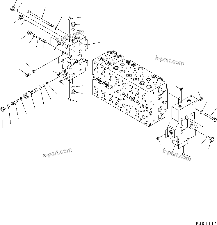 Komatsu parts book diagram for PC228US-3N-YA S/N 30001-UP: MAIN VALVE (8-SPOOL) (7/21)