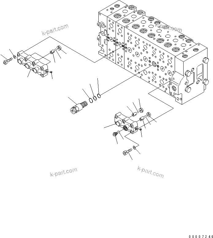 Komatsu parts book diagram for PC228US-3N-YA S/N 30001-UP: MAIN VALVE (8-SPOOL) (10/21)