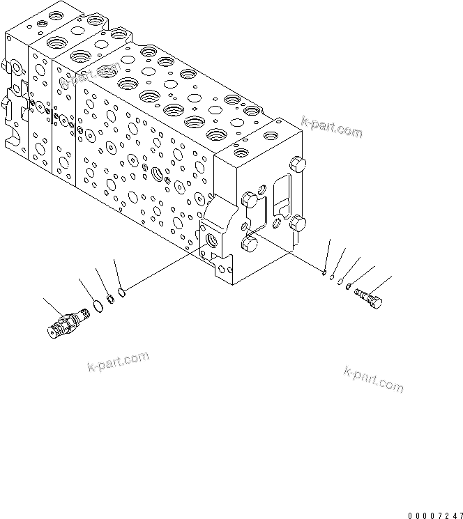 Komatsu parts book diagram for PC228US-3N-YA S/N 30001-UP: MAIN VALVE (8-SPOOL) (11/21) (BLADE SPEC.)