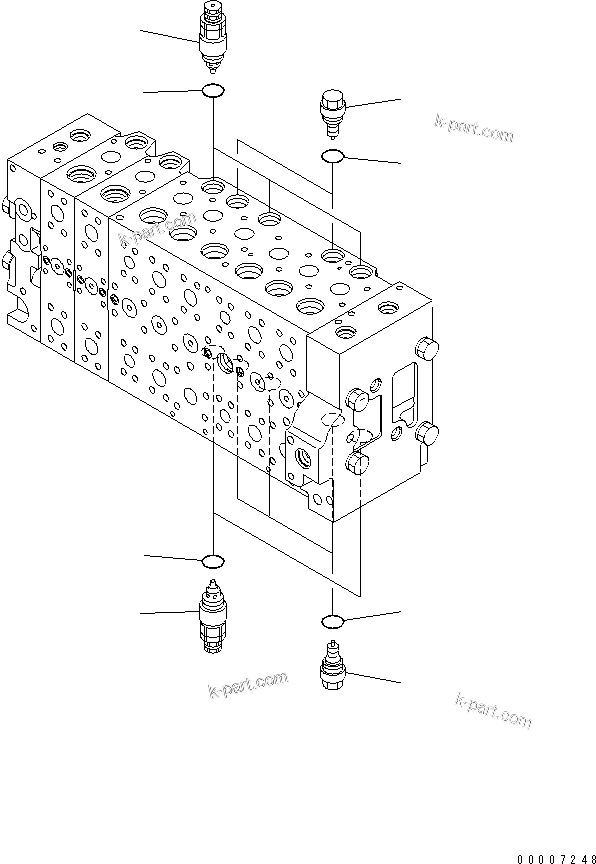 Komatsu parts book diagram for PC228US-3N-YA S/N 30001-UP: MAIN VALVE (8-SPOOL) (12/21) (BLADE SPEC.)