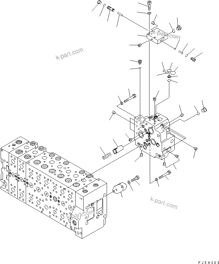 Komatsu parts book diagram for PC228US-3N-YA S/N 30001-UP: MAIN VALVE (8-SPOOL) (14/21) (BLADE SPEC.)