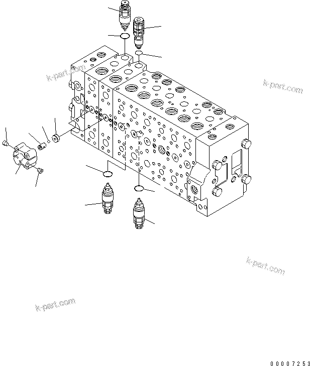 Komatsu parts book diagram for PC228US-3N-YA S/N 30001-UP: MAIN VALVE (8-SPOOL) (21/21) (BLADE SPEC.)