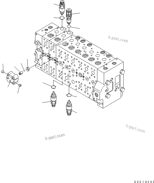 Komatsu parts book diagram for PC228US-3N-YA S/N 30001-UP: MAIN VALVE (8-SPOOL) (21/21)