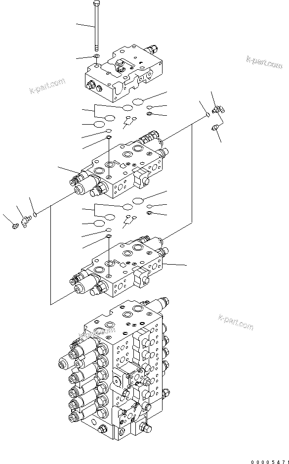 Komatsu parts book diagram for PC228USLC-3N-YA S/N 30001-UP: MAIN VALVE (CONNECTING PARTS) (2 ACTUATOR) (KIT)