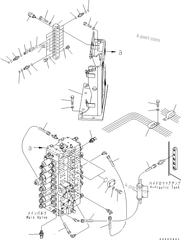 Komatsu parts book diagram for PC228USLC-3N-YA S/N 30001-UP: MAIN VALVE (HOSE) (BLADE SPEC.)