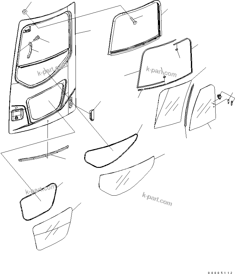 Komatsu parts book diagram for PC228USLC-3N-YA S/N 30001-UP: OPERATOR'S CAB (DOOR) (WITH DOOR SASH)