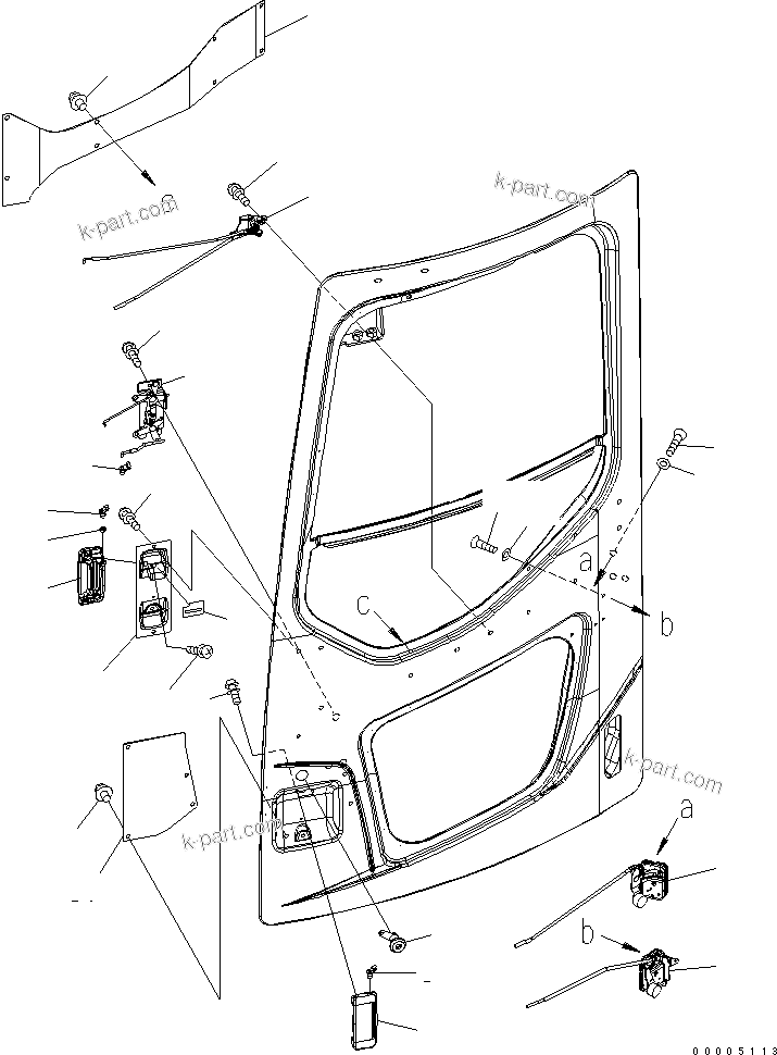 Komatsu parts book diagram for PC228USLC-3N-YA S/N 30001-UP: OPERATOR'S CAB (DOOR LOCK LINKAGE) (WITH DOOR SASH)