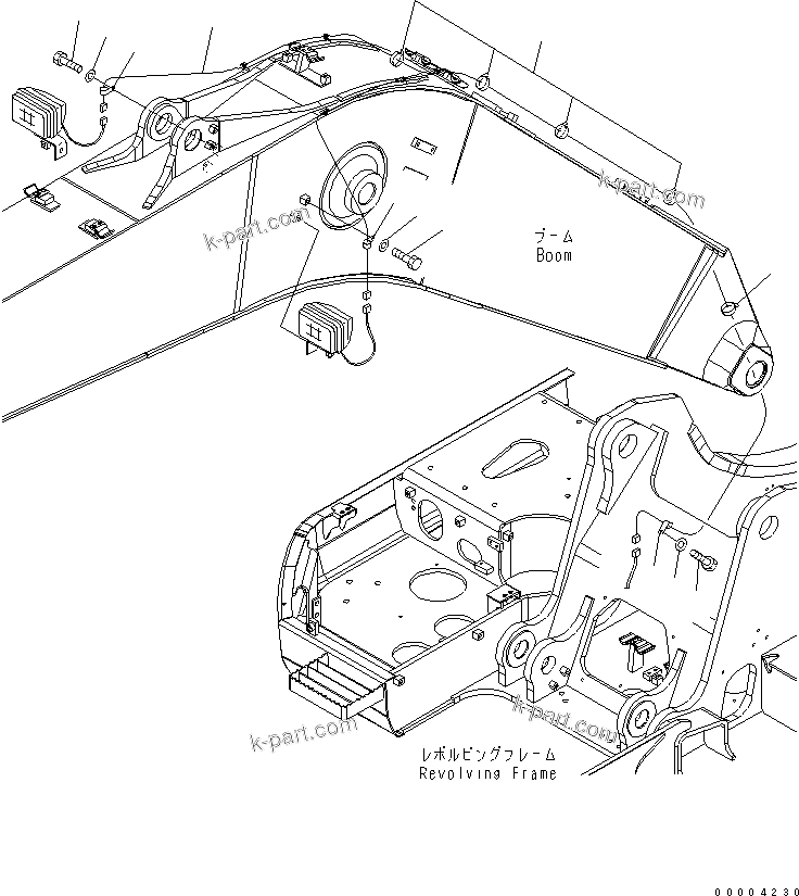 Komatsu parts book diagram for PC228USLC-3N-YA S/N 30001-UP: BOOM (5.7M) (WORKING LAMP HARNESS)