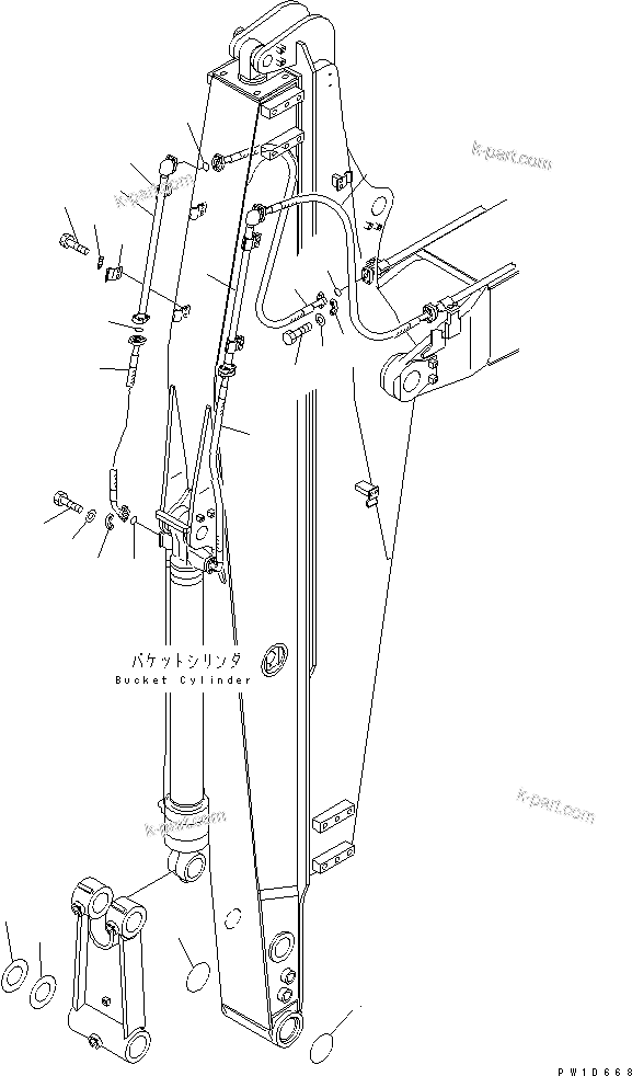Komatsu parts book diagram for PC228USLC-3N-YA S/N 30001-UP: SLIDE ARM (BUCKET CYLINDER PIPING) (YELLOW)