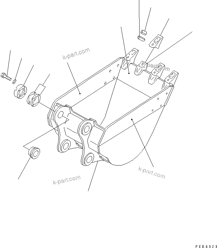 Komatsu parts book diagram for PC228USLC-3N-YA S/N 30001-UP: BUCKET ? 0.6M3 (CECE 0.55M3) ? 970MM (VERTICAL PIN TYPE) (WITH ADJUSTER)(#20001-)
