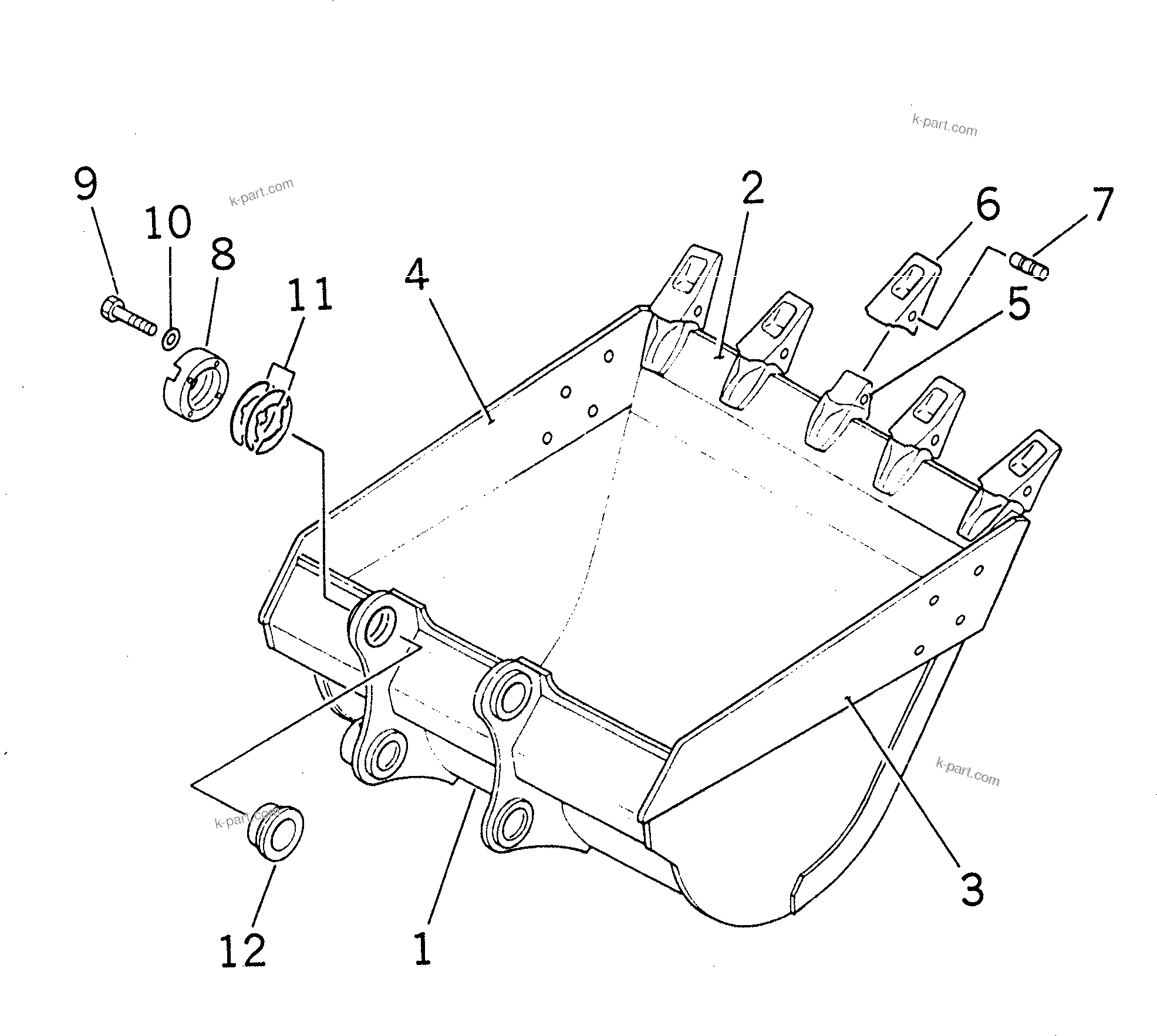 Komatsu parts book diagram for PC228USLC-3N-YA S/N 30001-UP: BUCKET ? 0.8M3 (CECE 0.7M3) ? 1150MM (HORIZONTAL PIN TYPE) (WITH ADJUSTER)(#20001-)