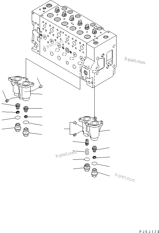Komatsu parts book diagram for PC228USLC-3N-YA S/N 30001-UP: MAIN VALVE (6-SPOOL) (2/16)