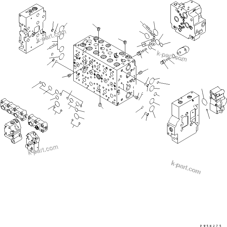 Komatsu parts book diagram for PC228USLC-3N-YA S/N 30001-UP: MAIN VALVE (6-SPOOL) (5/16)