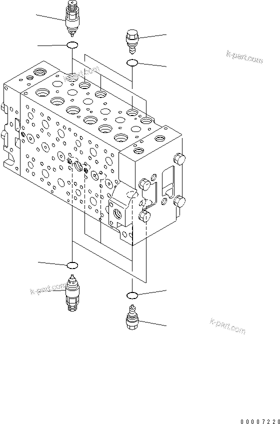 Komatsu parts book diagram for PC228USLC-3N-YA S/N 30001-UP: MAIN VALVE (6-SPOOL) (12/16)