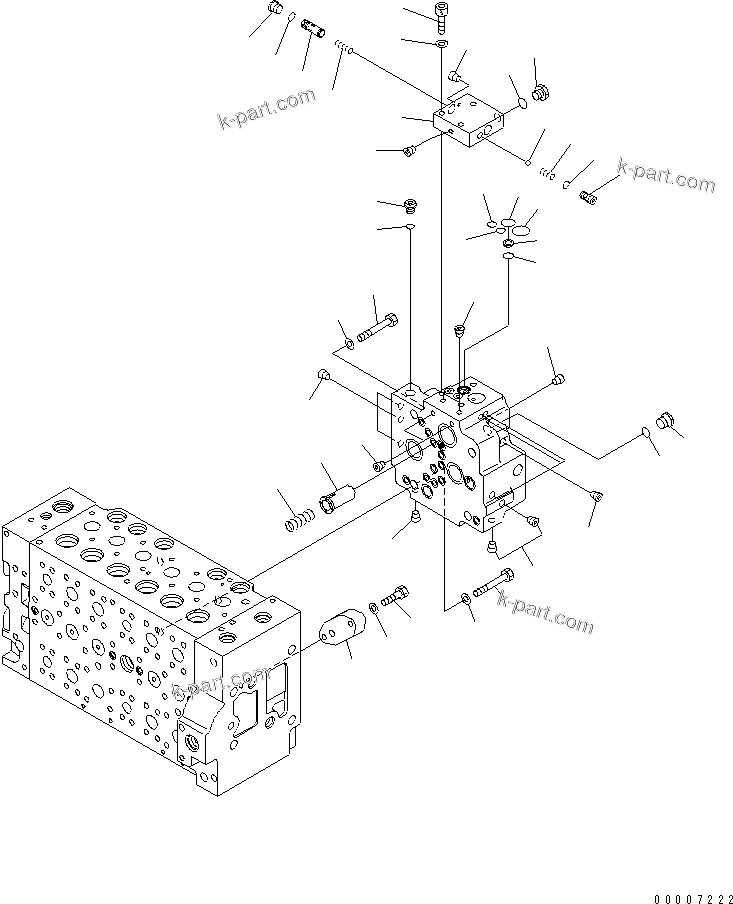 Komatsu parts book diagram for PC228USLC-3N-YA S/N 30001-UP: MAIN VALVE (6-SPOOL) (14/16)
