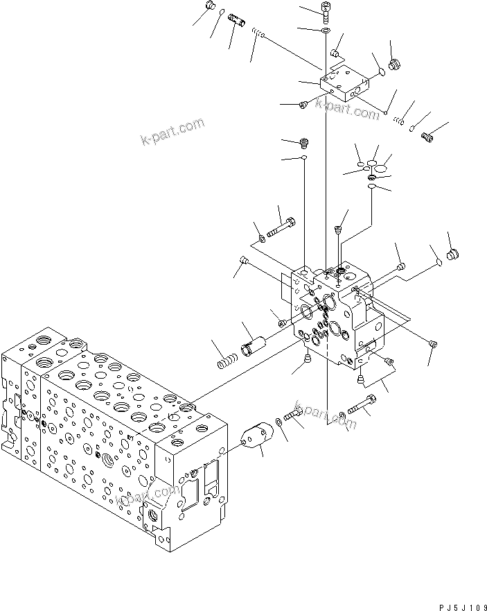 Komatsu parts book diagram for PC228USLC-3N-YA S/N 30001-UP: MAIN VALVE (7-SPOOL) (14/19)