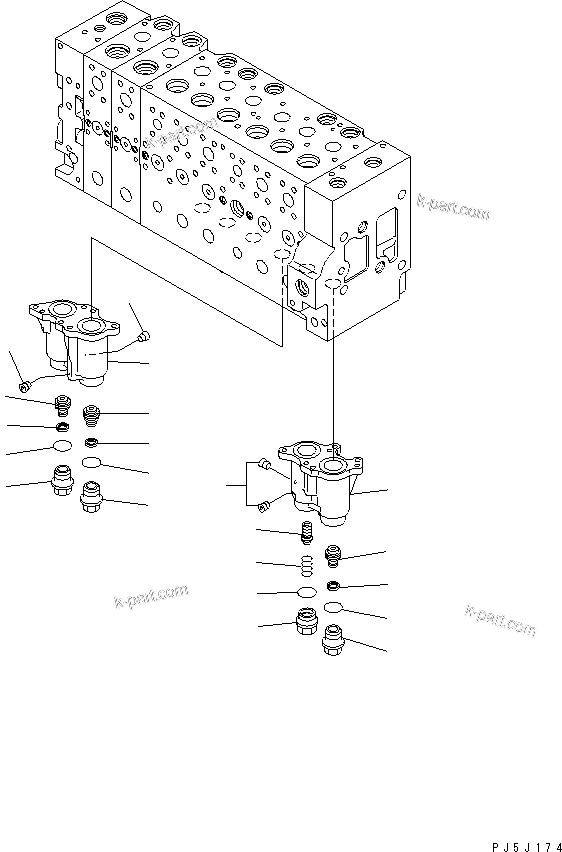 Komatsu parts book diagram for PC228USLC-3N-YA S/N 30001-UP: MAIN VALVE (8-SPOOL) (2/21)