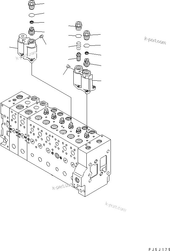 Komatsu parts book diagram for PC228USLC-3N-YA S/N 30001-UP: MAIN VALVE (8-SPOOL) (3/21)