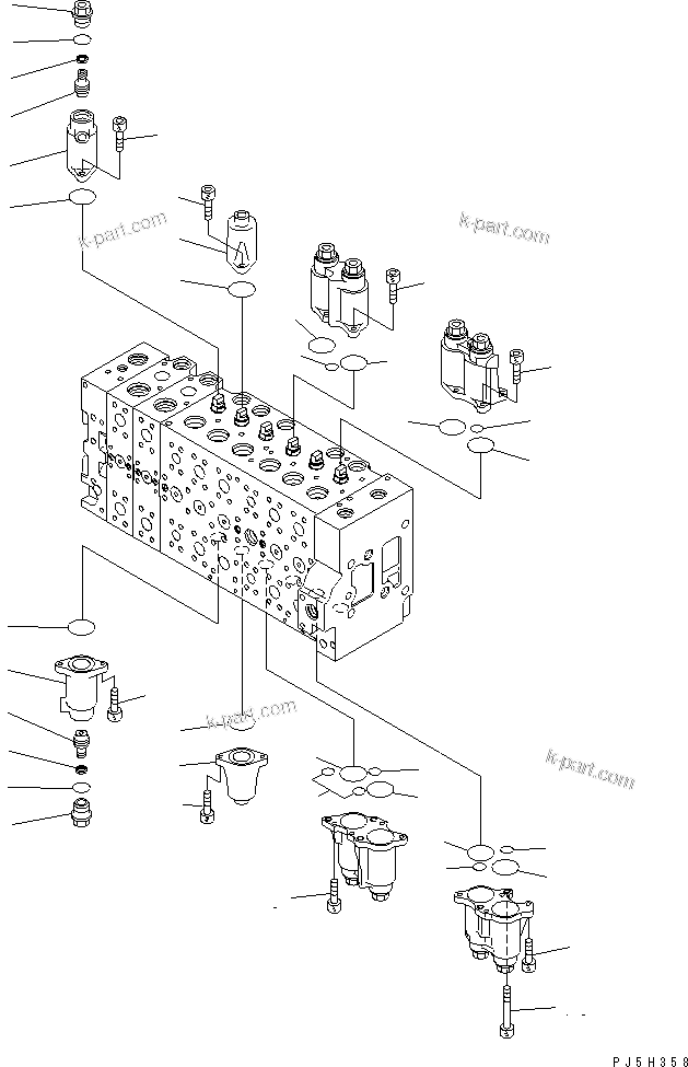 Komatsu parts book diagram for PC228USLC-3N-YA S/N 30001-UP: MAIN VALVE (8-SPOOL) (4/21)