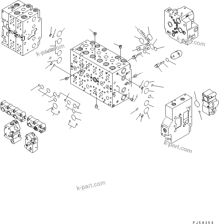 Komatsu parts book diagram for PC228USLC-3N-YA S/N 30001-UP: MAIN VALVE (8-SPOOL) (5/21)